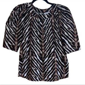 Calvin Klein Animal Print Puff Sleeve Blouse